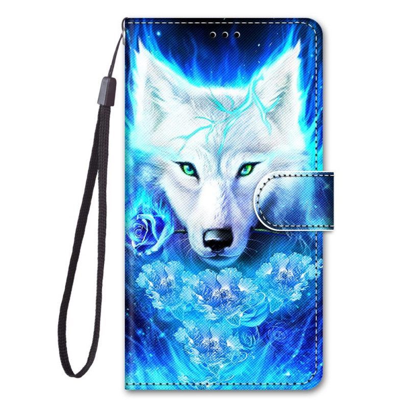 Θήκη Flip Samsung Galaxy M53 5G με κορδονι Lanyard Wolf